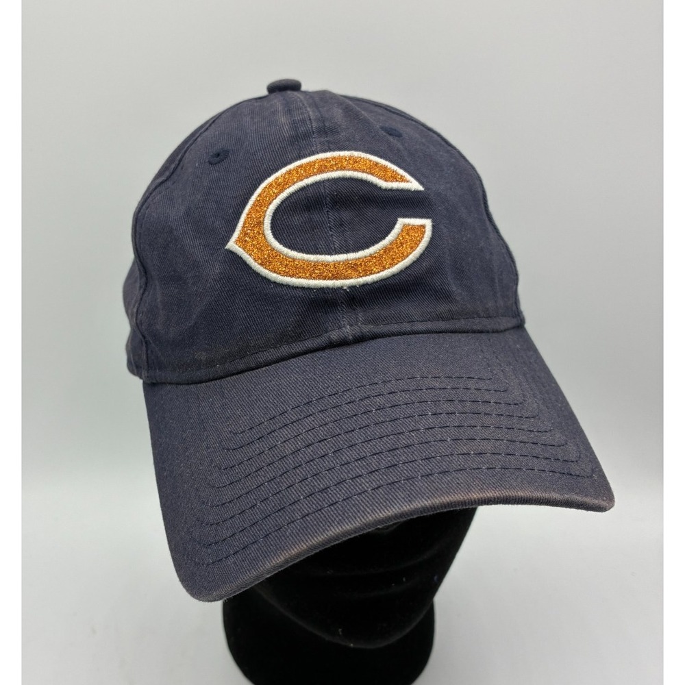 Chicago Bears NFL Navy Strapback Hat Cap New Era 9Twenty Glitter C Women's OSFA